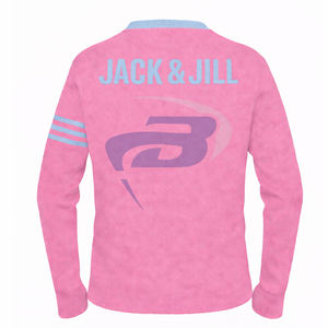 Suéter Cárdigan de la Hermandad Jack And Jill Of America, Tejido Rosa con Rayas Azul Claro y Logotipo Bordado, Ropa de Hermandad Griega - Product Image 3