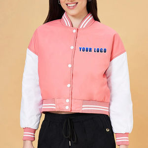 Chaquetas Varsity de Béisbol Bordadas Transpirables de Alta Calidad para Mujer, Top Corto de Lana para Mujer, Venta al por Mayor - Product Image 1