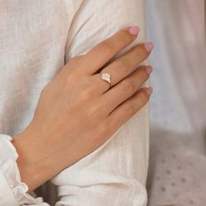 Asscher Cut Diamond Hexagon Ring 14K Gold Prong Setting Classic Engagement Band Women's Fine Jewelry - Product Image 6