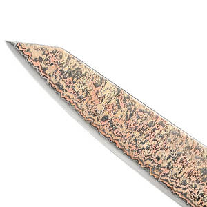 Couteau de chef artisanal en cuivre à motif damas pour l'extérieur, avec manche décoratif en bois, idéal pour les pique-niques et la préparation des repas en camping - Product Image 6