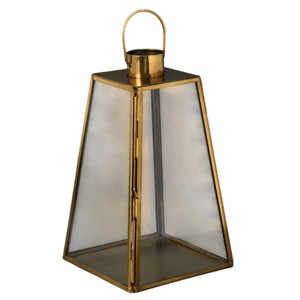 Lanterne à bougie en verre et laiton antique, style vintage, en forme de pyramide, pour bougies coniques, idéale pour centre de table de mariage, maison ou patio. - Product Image 2