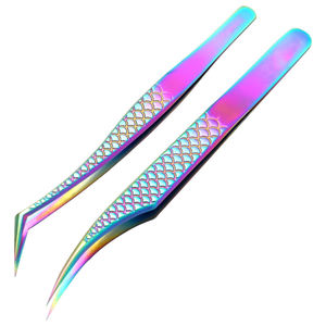 Pinces à cils pointues pour femmes, haute précision, utilisées dans les salons, formes droites et courbées, multicolores, pour extensions de cils - Product Image 1