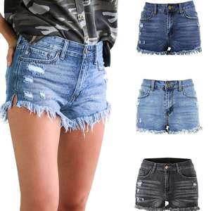 Shorts en jean personnalisés pour femmes, coupe ample, délavés, jambe droite, longueur genou, taille haute, décontractés, streetwear, sportifs, été - Product Image 3