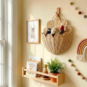 Cesta de Pared de Ratán, Estilo Bohemio, Organizador Decorativo para el Hogar, Perfecto para la Habitación de los Niños, Servilletas de Cocina o Artículos Ligeros, Esencial - Product Image 5