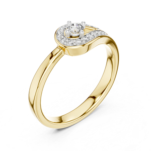 Bague en or jaune 14 carats avec diamant rond cultivé en laboratoire pour femmes |   Vêtements de tous les jours |   Nouveau diamant cultivé - Product Image 5