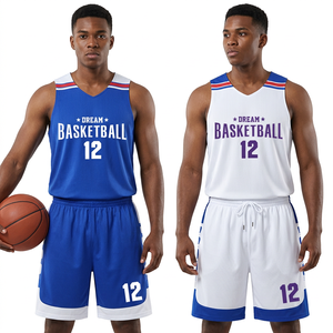 Ensemble de maillots de basket-ball Dream, col en V, sans manches, impression sublimée, polyester respirant, unisexe adulte, toutes saisons, uniformes d'équipe - Product Image 2