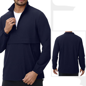 Chaqueta de poliéster para hombre con cuello alto y cremallera de un cuarto, tela elástica en 4 direcciones, adecuada para entrenamiento deportivo, sesiones de fitness y uso al aire libre. - Product Image 6