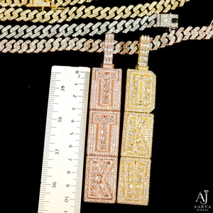 Collier chaîne en argent sterling 925 plaqué or rose, serti de moissanite, avec pendentif lettre personnalisé, bijoux hip-hop - Product Image 3