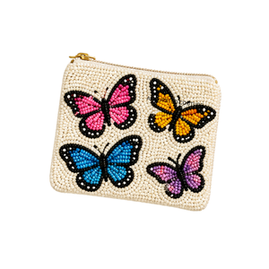 Monedero de Mariposa con Cuentas Hecho a Mano, Mini Bolsa Rosa con Cremallera, Cartera Estilo Boho, Diseño Artesanal Colorido con Cuentas - Product Image 4