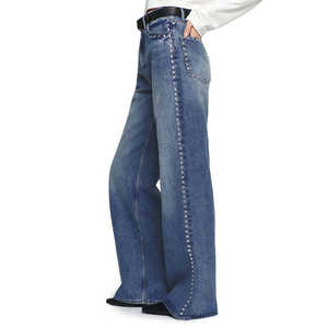 กางเกงยีนส์เดนิมผู้หญิงทรงวินเทจ ทรงสลิม ทรงตรง ทรงหลวม แต่งคริสตัล สไตล์สตรีทแฟชั่น - Product Image 3