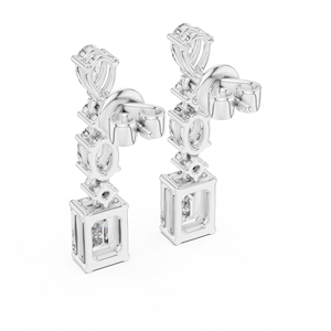 Exclusivo Juego de Pendientes Colgantes para Mujer en Oro Blanco de 18K con Baño de Rodio, Diamantes Cultivados en Laboratorio de Corte Mixto de 2.8CT para Uso Diario en la Oficina y Eventos Glamurosos - Product Image 3