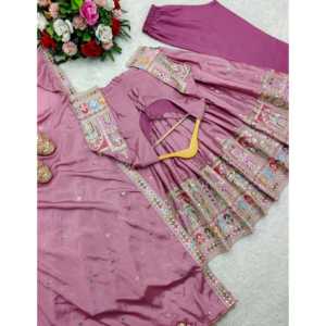 Hermoso Vestido Tradicional Musulmán Anarkali Color Oro Rosa con Pantalón y Dupatta, Talla L para Fiestas, por WW - Product Image 5