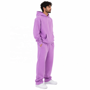 Custom Wholesale Men's Winter Tech Fleece Breathable Lightweight Full <b>Zip</b> Hooded Sweatshirt <b>Joggers</b> Athletic Track Suit - Product Image 3