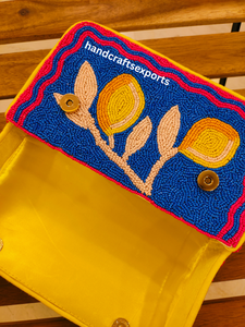 Sac à bandoulière de luxe fait main en perles de citron – Sac à main brodé léger, sûr et tendance |   Conception de logo personnalisée en couleur - Product Image 3
