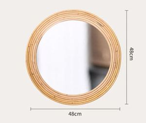 Miroir mural rond en rotin tressé à la main style bohème, miroir décoratif en osier, miroir suspendu en jonc de mer naturel, accent de décoration intérieure - Product Image 2