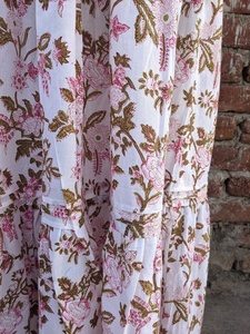 New Arrival Indian Hand Block Printed White Cotton Long <b>Skirt</b> Dress for Women Casual Style <b>Elastic</b> Waistband Breathable <b>Skirt</b> - Product Image 2