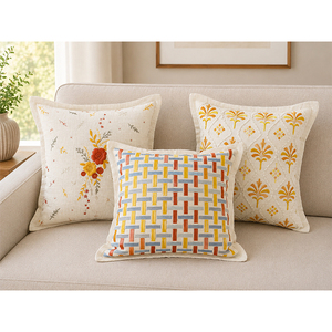 Premium Cotton Turner Embroidered Cushion <b>Cover</b> | Luxury Decorative <b>Throw</b> Pillow <b>Cover</b> for <b>Sofa</b>, Living Room & Home Decor - Product Image 4