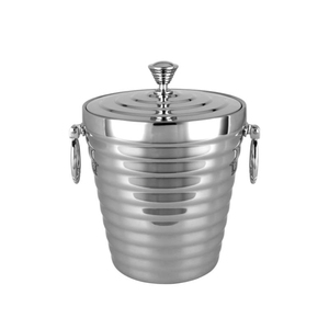 Seau à glace en acier inoxydable de qualité supérieure, à double paroi isolée, pour champagne et vin, avec poignées en anneau, pour accessoires de bar à domicile - Product Image 2
