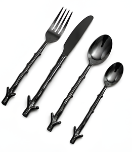 Juego de Cubiertos de Acero Inoxidable con Acabado Negro para Uso en el Hogar, Restaurantes y Hoteles, al por Mayor - Product Image 1