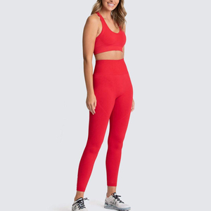Service OEM, vêtements de sport personnalisés avec logo – Ensembles de yoga taille haute avec soutien-gorge de sport, motif uni, directement de l'usine - Product Image 3