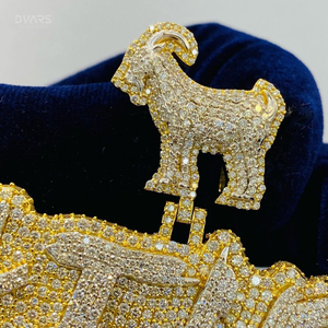 Pendentif personnalisé avec initiale ou nom en Moissanite VVS, en argent 925, plaqué rhodium/or, breloques glacées de luxe, bijoux HipHop pour rappeurs Dvars - Product Image 3