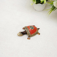 Élégante figurine de tortue en laiton avec coquille en verre doré, design Art Déco, objet décoratif de collection pour la décoration intérieure et les cadeaux
