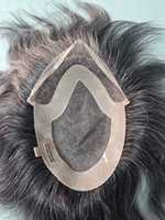 Perruque Toupet Homme en Cheveux Naturels Indiens Remy Taz Hair Bangladesh, Ondulation Profonde, Trame Simple, 50% Gris