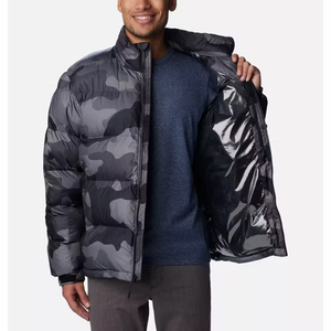Men's Camouflage Down Puffer <b>Jacket</b> Windproof Zip Closure Stand Collar Casual Winter Coat Regular Fit Thick Polyester Shell Coat - Product Image 3