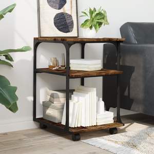 Soporte para impresora de madera de ingeniería de roble ahumado de 3 niveles, 16.9 x 18.9 x 25.2 pulgadas, carrito de almacenamiento - Product Image 4