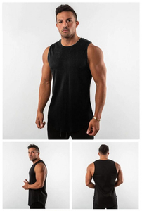 Débardeur sans manches pour homme, été, décontracté, coupe musclée, séchage rapide, respirant, écologique, détail boutonnière avant, couleur personnalisable, Spandex - Product Image 4
