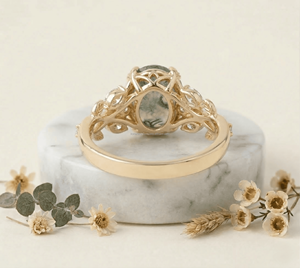 Bague de Mariage Vintage Botanique avec Grappe de Pierres de Mousse Poire, Bijoux de Luxe Durable en Diamant de Laboratoire, Vente en Gros - Product Image 2
