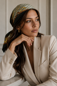 Foulard carré en soie imprimé numérique pour femme, châle à franges, respirant, léger, accessoire de mode, cadeau - Product Image 5
