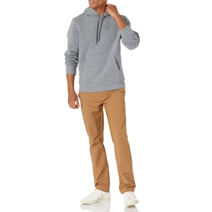 Men's Gray Hooded Sweatshirt Regular Fit Polyester/Cotton Fleece Casual Winter Knit Pullover Front Pocket <b>Washed</b> Digital - Product Image 3