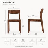 Ensemble de luxe de 2 chaises de salle à manger en bois massif sans coussin, finition teck brun rustique, chaises en bois artisanales pour salle à manger