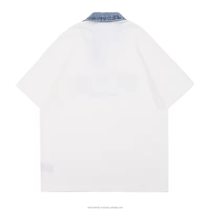 Camisetas de algodón de ajuste cuadrado informal para hombre de alta calidad Logotipo frontal bordado con cuello Recién llegado - Product Image 2