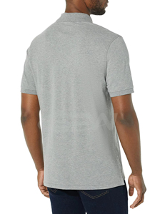 Polo de Algodón Gris de Manga Corta para Hombre, Color Sólido, Informal, Tejido de Punto, Transpirable, Corte Regular - Product Image 5