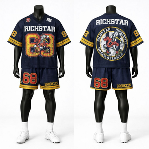 ชุดเสื้อและกางเกงอเมริกันฟุตบอลคุณภาพสูง ระบายอากาศได้ดี ชุดกีฬาแบบสั่งทำพิเศษสำหรับทีม เหมาะสำหรับการฝึกซ้อมและการแข่งขัน - Product Image 1