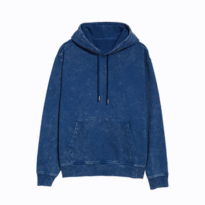 Sweat à capuche zippé pour homme en denim bleu délavé, coupe oversize, à manches longues, motif dessin animé, en molleton bouclette décontracté - Product Image 4