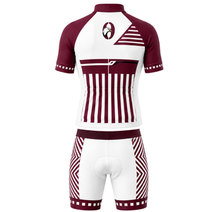 Ensemble maillot et short de cyclisme blanc bordeaux, manches courtes, fermeture éclair intégrale, séchage rapide, rembourré, uniforme de course cycliste, vêtements de sport performants - Product Image 2