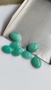Amazonite naturelle ovale cabochon, dos plat lisse, pierre précieuse en vrac 10x12mm, amazonite bleu-vert calibrée pour bijoux DIY - Product Image 3