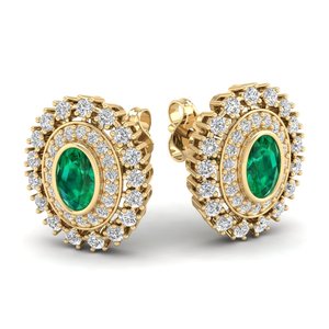 REYES Luxury 14K Solid Gold IGI Certified Diamond Screw <b>Back</b> Stud <b>Earrings</b> Oval Cut 0.86 Carat Emerald Gemstone Fine Jewelry - Product Image 6