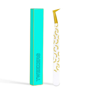 Pince à cils de luxe en acier inoxydable à motif doré, anti-statique, durable, outil de beauté de précision pour salon - Product Image 2