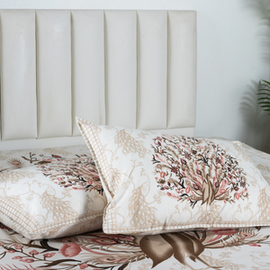 Sábana Plana con Estampado de Pavo Real en Negro Real, Cubrecama de Algodón con Diseño Floral Étnico, 2 Fundas de Almohada, Precio al por Mayor - Product Image 4