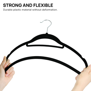 Cintre de luxe en velours couleur personnalisée, écologique, fabriqué avec précision, 42 cm, antidérapant, pour adulte, résistant au vent, en plastique, pour armoire - Product Image 3