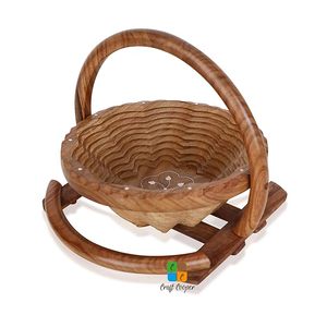 Wood <b>storage</b> basket with handles wooden <b>storage</b> basket for shelves <b>stackable</b> wooden <b>storage</b> basket wood basket organizer for - Product Image 1