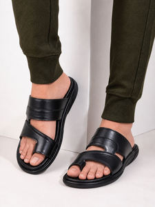 Sandalias clásicas de cuero para hombre, calzado informal con punta abierta, transpirable, ligero, duradero, suela plana y suave, calzado para viajes de verano y playa - Product Image 6