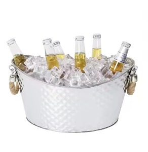 Serving Metal Ice Beverage Tub Stainless Steel Party Cooler Bucket <b>Wine</b> Beer Chiller Tub <b>Bar</b> Use - Product Image 2