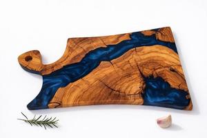 Tabla de Cortar de Resina de Madera Natural, Duradera, Hecha a Mano, Tabla de Cocina Decorativa para Servir, para el Hogar, Restaurante y Regalo - Product Image 5