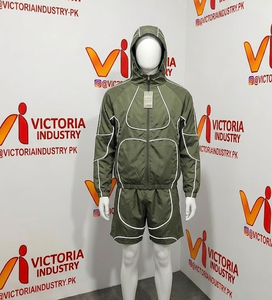 Ensemble de survêtement en nylon de qualité supérieure, veste zippée légère, imperméable, respirante, coupe-vent, ensembles de survêtements d'entraînement - Product Image 1