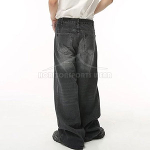 Wholesale Price High Quality Trendy Casual Baggy <b>Jeans</b> for Men Mid Waist Straight Leg Breathable Eco-Friendly 100% Cotton Autumn - Product Image 3